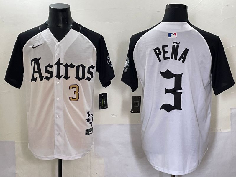 Men 2025 Houston Astros #3 Pena white black Five generations Joint Name Nike MLB Jersey style 4->houston astros->MLB Jersey